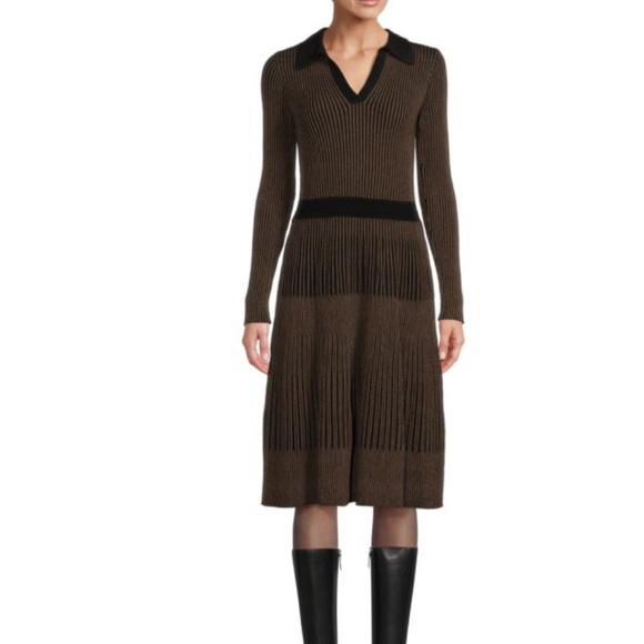 T TAHARI KNIT MIDI FIT & FLARE DRESS - EUC LIKE NEW - Picture 3 of 14